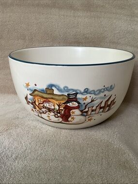 Steward Earthworks 2002 Starry Night 91/8” Snowman Lg Bowl  HC Accents